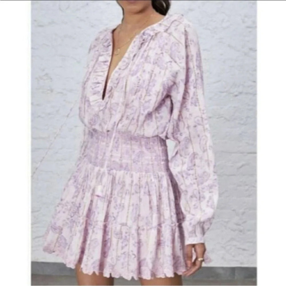 NWT House of Harlow 1960 Mini Dress Purple Floral Ruffle Tassels - Picture 9 of 10